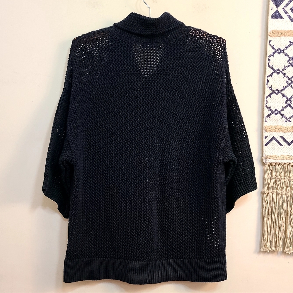 Madewell Open-Stitch Polo Cardigan In Black Size Large - Picture 5 of 5